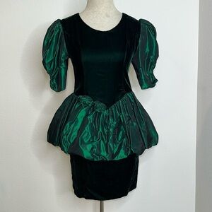 Gunne Sax Jessica McClintock Vintage Holiday Peplum Dress